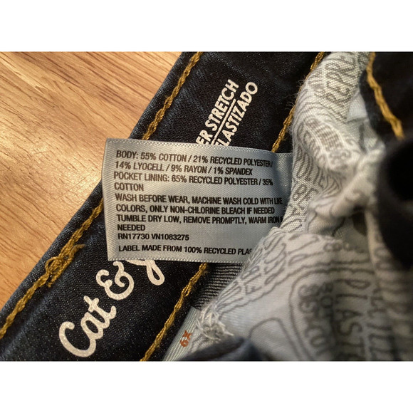 Girls Super Stretchy Bootcut Jeans Size 6X, Cat and Jack, Dark, Adjustable Waist - Picture 10 of 14